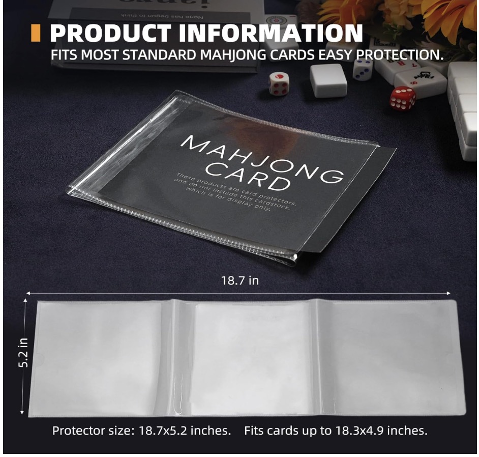 Clear protective sleeve set for mahjong cards
