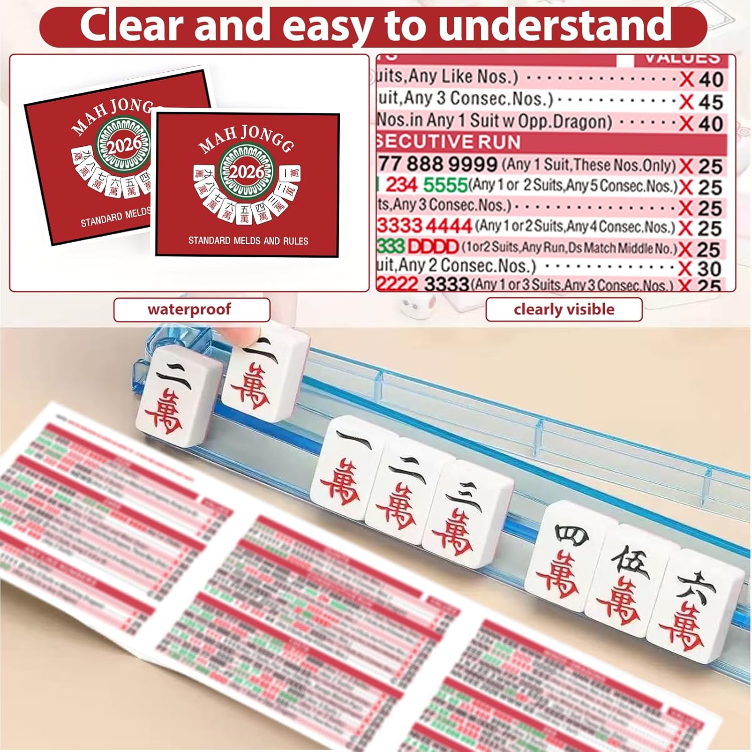 2026 Large Print American Mahjong Reference Card - Image 3